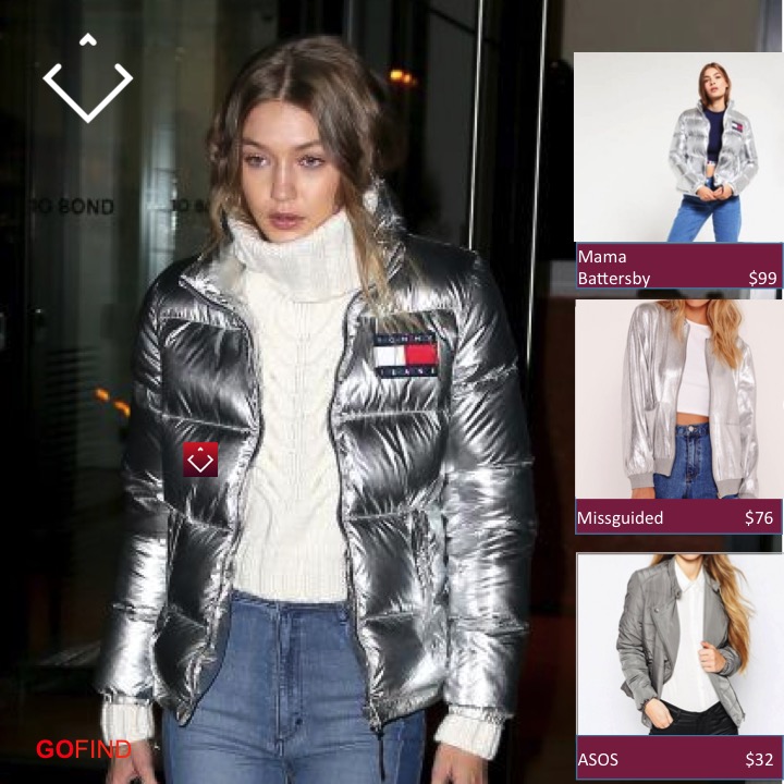 tommy hilfiger silver puffer coat